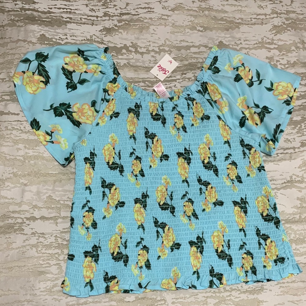 NWT Justice ribbed floral shirt